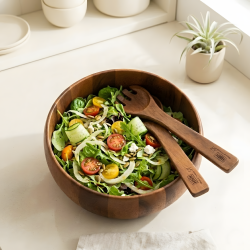 Wooden Bowl With 2 Spoons